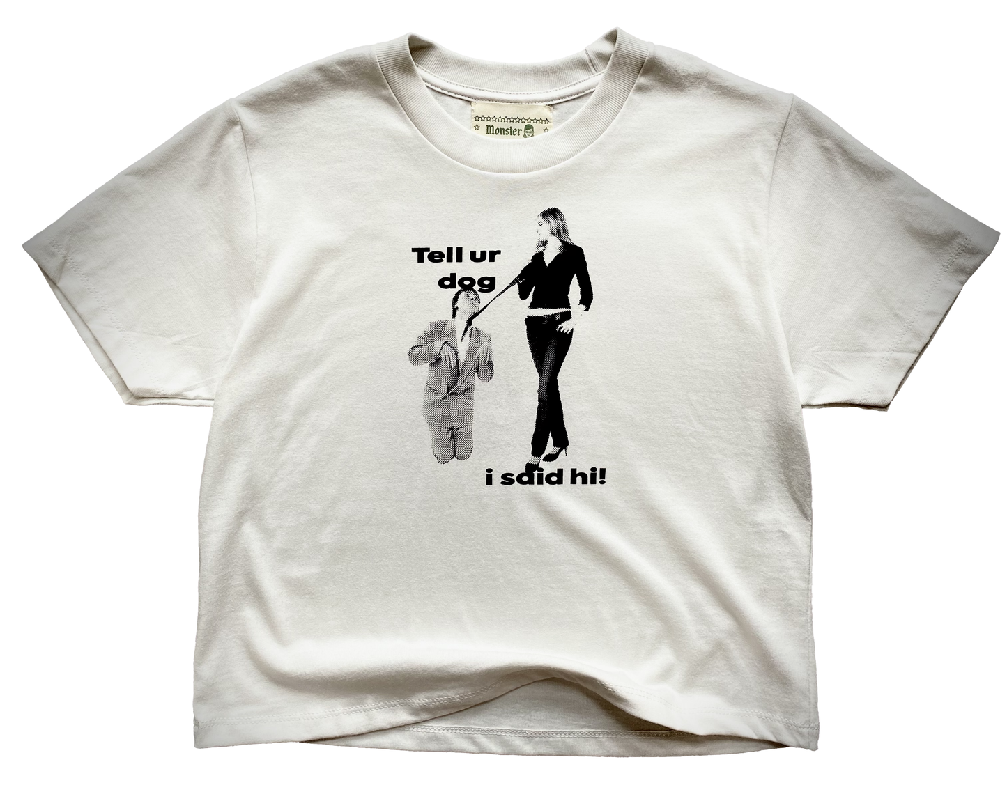 'Tell ur dog' white baby tee